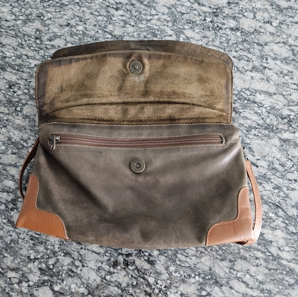 BUSH The Australian Collection Brown And Tan Kangaroo Leather Crossover Boho Bag - Picture 7 of 15